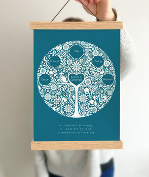 Personalised Family Tree Canvas Oak Wall Hanging, 2 of 6
