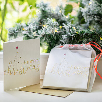 Luxury Gold Christmas Tree Gift Wrap And Cards, 3 of 3