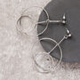 Interlock Double Hoop Drop Earrings In Silver Colour, thumbnail 1 of 2