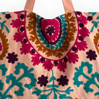Embroidered Suzani Bag In Pale Pink, 12 of 12