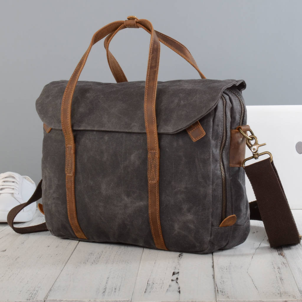 waxed canvas cross body laptop bag by eazo | www.waterandnature.org