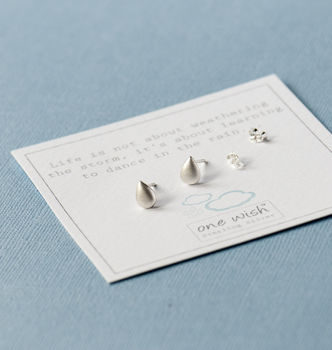 Silver Teardrop Stud Earrings On Bespoke Gift Card, 5 of 10