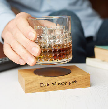 Personalised Wooden Whiskey Coaster With Leather, 2 of 9