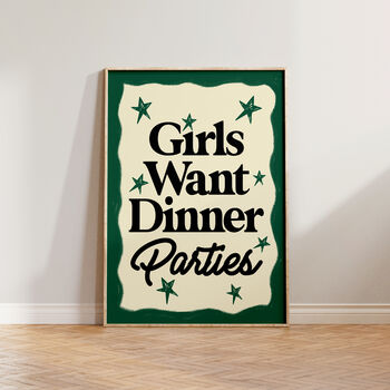 Girls Want Dinner Parties Kitchen Wall Art Print, 4 of 9