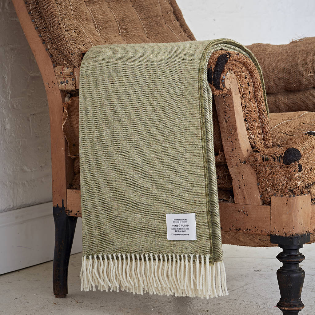 Green Herringbone Throw By Bottle Green Homes