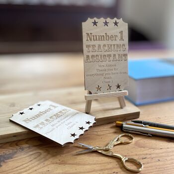 Personalised Number One Teacher Wooden Gift Card, 7 of 10