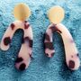 Abstract Leopard Print Statement Earrings, thumbnail 3 of 4