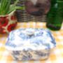 Lidded Butterdish In Blue Toile Design, thumbnail 9 of 10