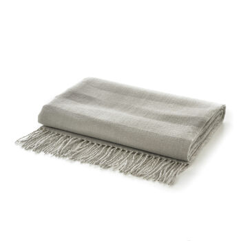 Elgin Supersoft Stripe Throw Grey With Tassels, 2 of 3