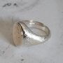 Silver And 9ct Gold Textured Signet Ring With 9ct Inlay, thumbnail 5 of 12