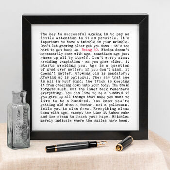 60th Birthday Gift, Being 60 Quotes Print, 2 of 9