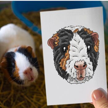 Personalised Guinea Pig Lover Portrait Face Print, 4 of 12