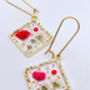 Real Flowers Diamond Drop Earrings Small Hand Made, thumbnail 2 of 10