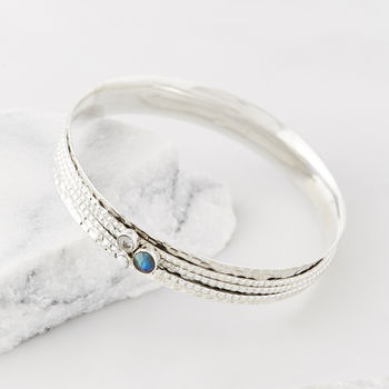 Ethereal Galaxy Labraodrite And Pearl Spinning Bangle, 5 of 12