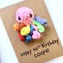 Personalised Name Age Octopus Crochet Birthday Card Handmade, thumbnail 2 of 12