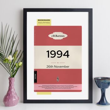 Personalised 30th Birthday Print 1994 Book Cover Gift, 9 of 12