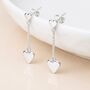Sterling Silver Double Heart Stud Drop Earrings – 6mm, thumbnail 2 of 3