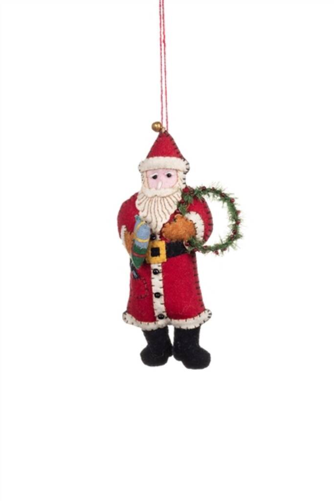 Christmas Felt Santa Claus And Wreath Hanging Decoration