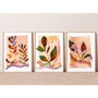 Warm Tone Botanical Print Set – Rich Autumn Leaf Trio Wall Art, thumbnail 4 of 12