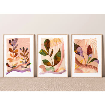 Warm Tone Botanical Print Set – Rich Autumn Leaf Trio Wall Art, 4 of 12