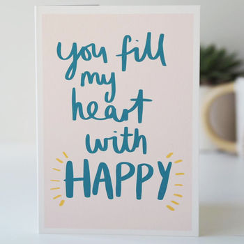 Fill My Heart With Happy Hand Lettered Valentine's Card, 3 of 5