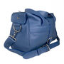 Handcrafted Marine Blue Leather Holdall, thumbnail 3 of 8