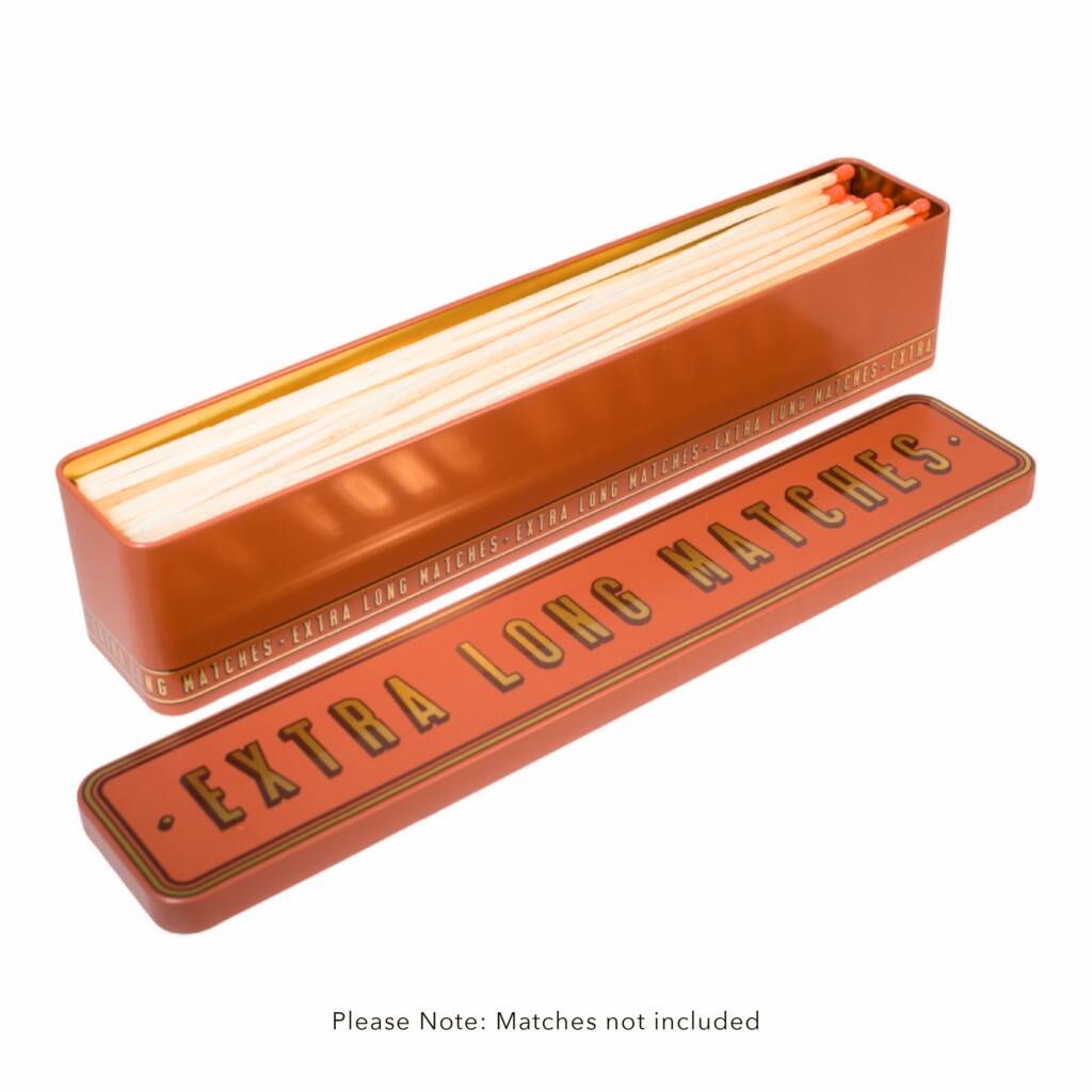 Extra Long Match Tin Storage Box Candle Gold Home Accessory Matches | Orange, 1 of 12