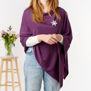 Soft Knit Poncho And Festive Magnetic Brooch Set, 3 of 10