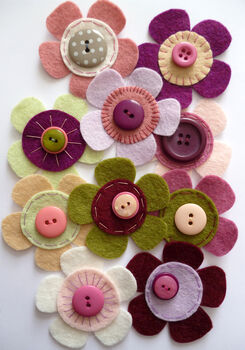 Pinks And Yellows Felt Flower Sewing Kit, 5 of 7