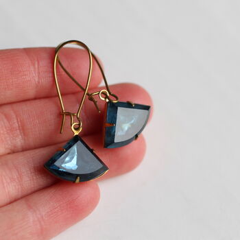 Art Deco Navy Blue Sapphire Earrings, 3 of 11