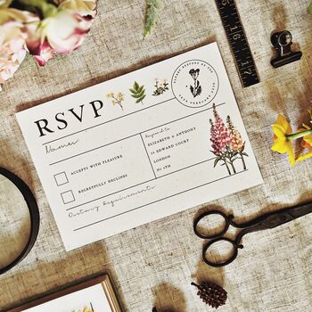 Botany Wildflower Vintage Wedding Stationery, 6 of 10