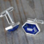 Lapis Lazuli Cufflinks Set In Sterling Silver, thumbnail 4 of 5
