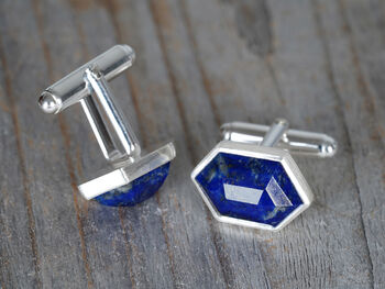 Lapis Lazuli Cufflinks Set In Sterling Silver, 4 of 5
