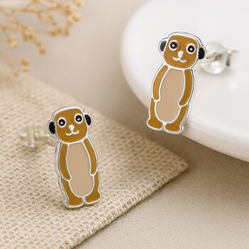 Sterling Silver Meerkat Stud Earrings – 10mm, 2 of 5