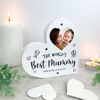 Personalised The World's Best Mum White Freestanding Heart, 3 of 5