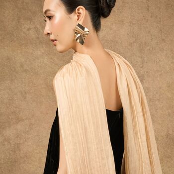 100% Mulberry Silk Scarf Champagne Gold In Gift Box, 3 of 7