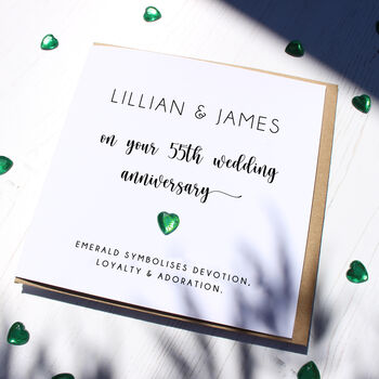 Personalised 55th Emerald Wedding Anniversary Card, 3 of 4