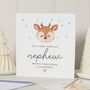 Personalised Cute Reindeer Christmas Card For Nephew, thumbnail 1 of 7