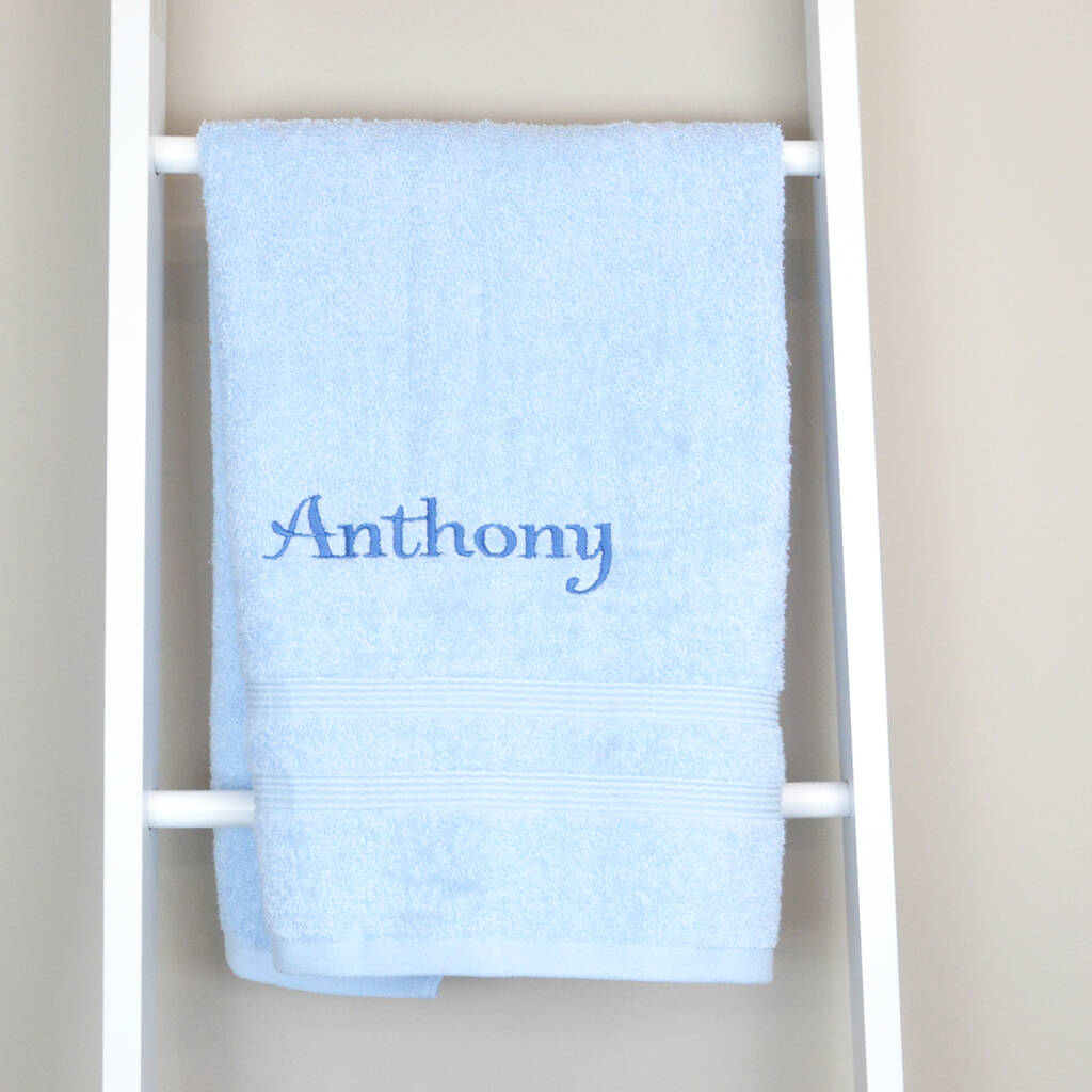 Personalised Baby Blue Hand Towel By D Caro
