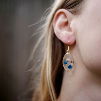 Colourful Pressed Flower Gold Earrings, 4 of 5