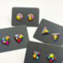Mini Disco Stud Earrings With Colourful Glitter, thumbnail 2 of 12
