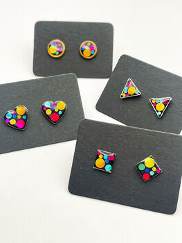 Mini Disco Stud Earrings With Colourful Glitter, 2 of 12