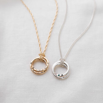 Personalised Interlocking Birthstone Ring Necklace, 4 of 7