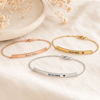 Personalised Curve Bar Bracelet Engrave Name Symbol, 10 of 10