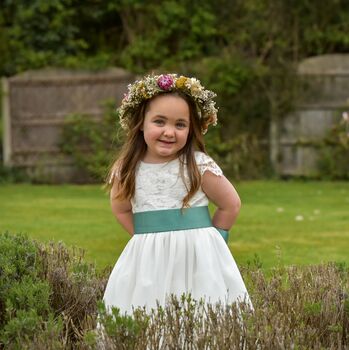 Soft Lace And Chiffon Skirt Flower Girl Dress, 3 of 8