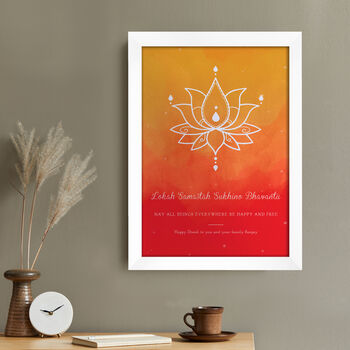 Personalised Diwali Lotus Framed Wall Print, 5 of 6