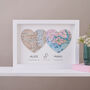 Two Custom Map Hearts Wedding Landscape Print, thumbnail 1 of 3