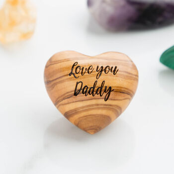 Love You Daddy Olive Wood Heart Hug Token, 2 of 8