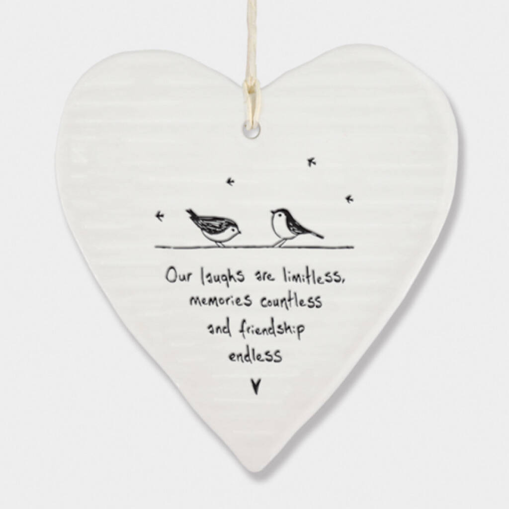 NEW EAST OF INDIA PORCELAIN HANGING HEART FRIENDSHIP FRIEND MESSAGE GIFT PRESENT 