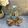 22cm Handmade Molten Glass Wine Jug Natural Teak Root Wooden, thumbnail 12 of 12